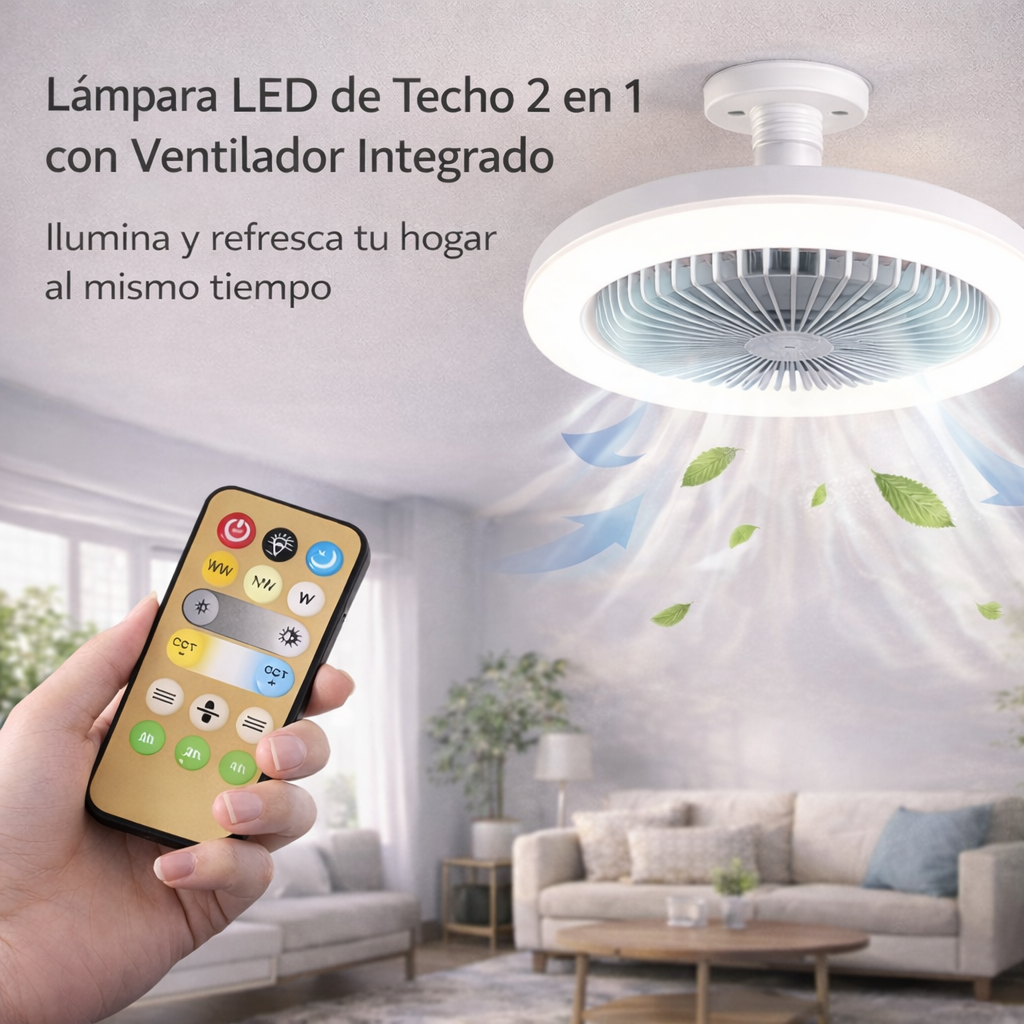 Lámpara LED de Techo 2 en 1 con Ventilador Integrado