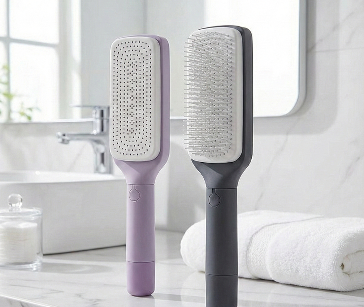 Cepillo de Cabello Autolimpiante - Sistema Retráctil